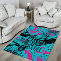 Personalized Ride Like a Girl Area Rug Motocross Graphic and Turquoise Pink Graffiti Design - Wonder Print Shop