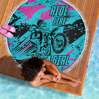 Personalized Ride Like a Girl Beach Blanket Motocross Graphic and Turquoise Pink Graffiti Design - Wonder Print Shop