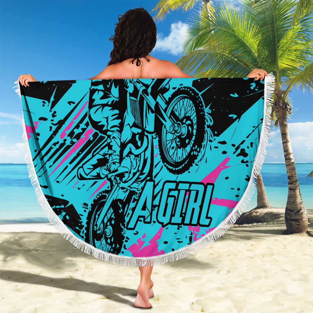 Personalized Ride Like a Girl Beach Blanket Motocross Graphic and Turquoise Pink Graffiti Design - Wonder Print Shop