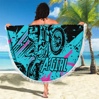 Personalized Ride Like a Girl Beach Blanket Motocross Graphic and Turquoise Pink Graffiti Design - Wonder Print Shop