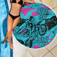 Personalized Ride Like a Girl Beach Blanket Motocross Graphic and Turquoise Pink Graffiti Design - Wonder Print Shop