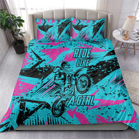 Personalized Ride Like a Girl Bedding Set Motocross Graphic and Turquoise Pink Graffiti Design - Wonder Print Shop