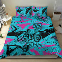 Personalized Ride Like a Girl Bedding Set Motocross Graphic and Turquoise Pink Graffiti Design - Wonder Print Shop