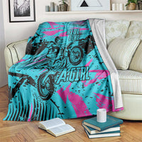 Personalized Ride Like a Girl Blanket Motocross Graphic and Turquoise Pink Graffiti Design - Wonder Print Shop