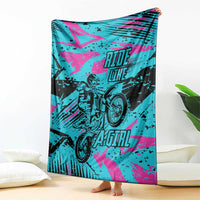 Personalized Ride Like a Girl Blanket Motocross Graphic and Turquoise Pink Graffiti Design - Wonder Print Shop