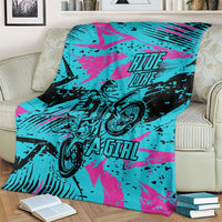 Personalized Ride Like a Girl Blanket Motocross Graphic and Turquoise Pink Graffiti Design - Wonder Print Shop