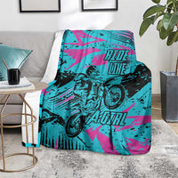 Personalized Ride Like a Girl Blanket Motocross Graphic and Turquoise Pink Graffiti Design - Wonder Print Shop