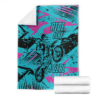 Personalized Ride Like a Girl Blanket Motocross Graphic and Turquoise Pink Graffiti Design - Wonder Print Shop