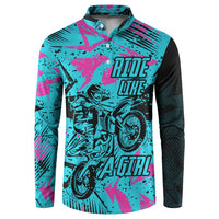 Personalized Ride Like a Girl Button Sweatshirt Motocross Graphic and Turquoise Pink Graffiti Design - Wonder Print Shop