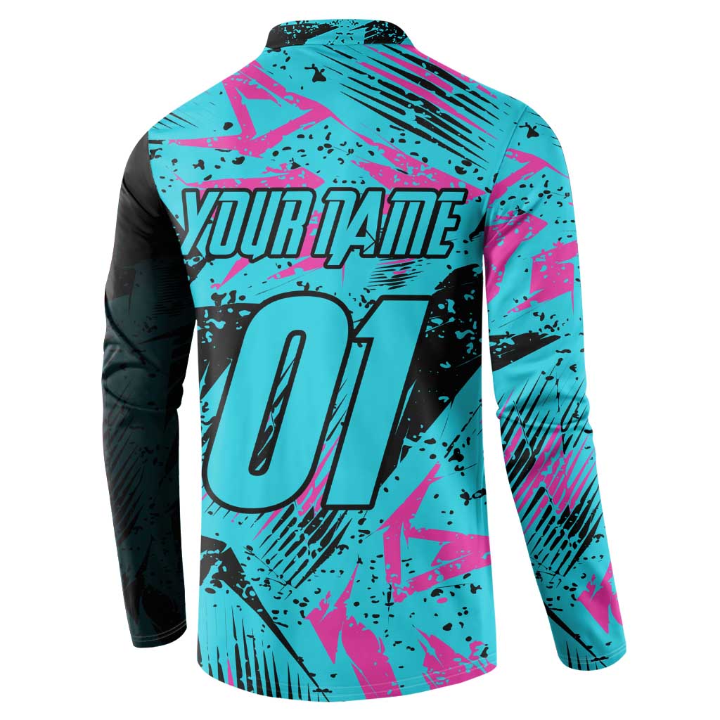 Personalized Ride Like a Girl Button Sweatshirt Motocross Graphic and Turquoise Pink Graffiti Design - Wonder Print Shop