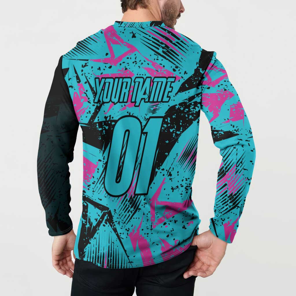 Personalized Ride Like a Girl Button Sweatshirt Motocross Graphic and Turquoise Pink Graffiti Design - Wonder Print Shop