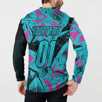 Personalized Ride Like a Girl Button Sweatshirt Motocross Graphic and Turquoise Pink Graffiti Design - Wonder Print Shop