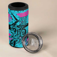 Personalized Ride Like a Girl 4 in 1 Can Cooler Tumbler Motocross Graphic and Turquoise Pink Graffiti Design - Wonder Print Shop