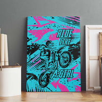 Personalized Ride Like a Girl Canvas Wall Art Motocross Graphic and Turquoise Pink Graffiti Design - Wonder Print Shop