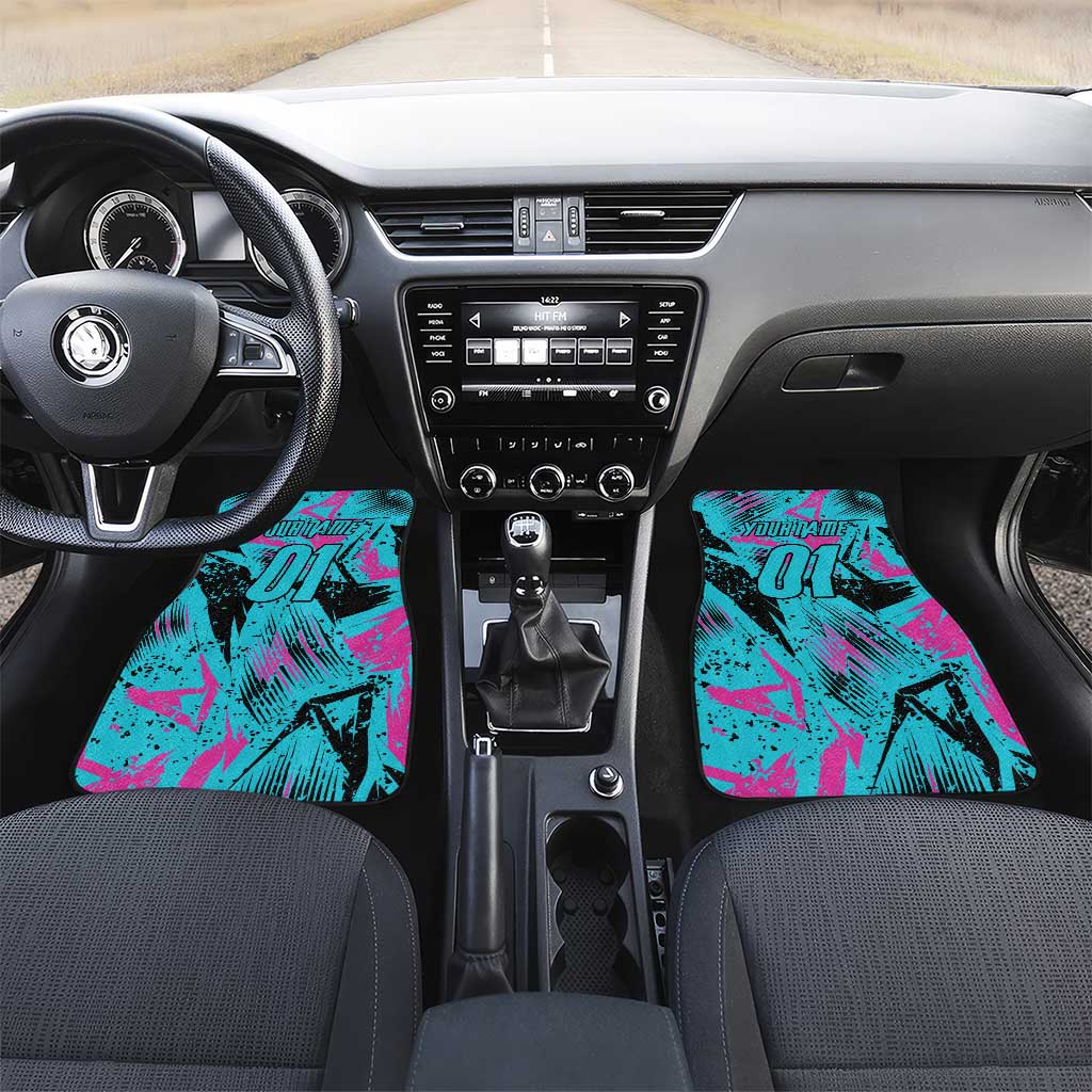 Personalized Ride Like a Girl Car Mats Motocross Graphic and Turquoise Pink Graffiti Design - Wonder Print Shop