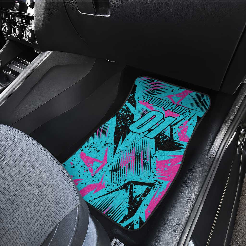 Personalized Ride Like a Girl Car Mats Motocross Graphic and Turquoise Pink Graffiti Design - Wonder Print Shop