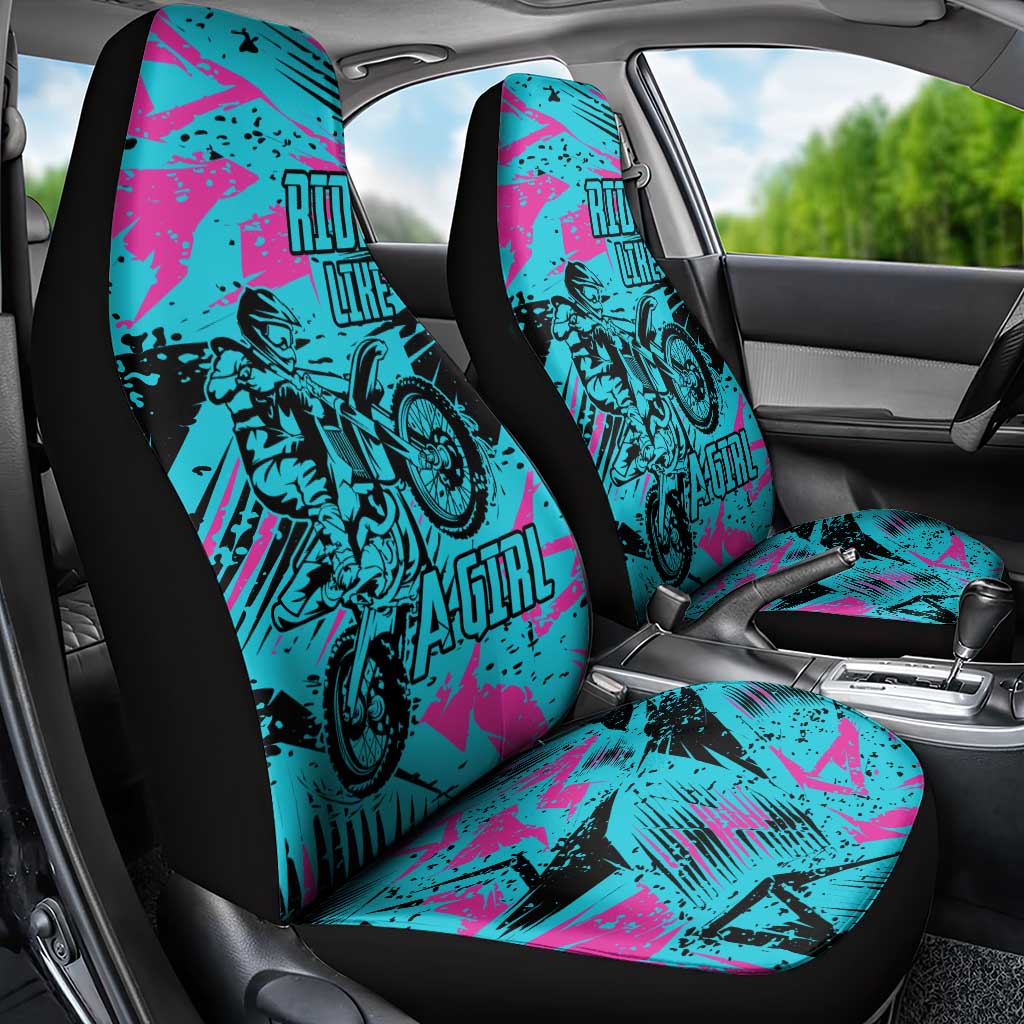 Personalized Ride Like a Girl Car Seat Cover Motocross Graphic and Turquoise Pink Graffiti Design - Wonder Print Shop