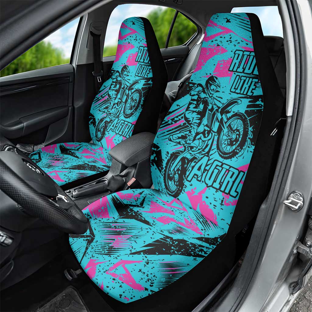 Personalized Ride Like a Girl Car Seat Cover Motocross Graphic and Turquoise Pink Graffiti Design - Wonder Print Shop