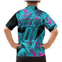 Personalized Ride Like a Girl Family Matching Mermaid Dress and Hawaiian Shirt Motocross Graphic and Turquoise Pink Graffiti Design - Wonder Print Shop