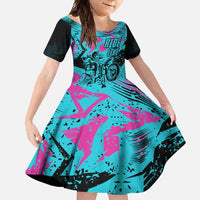 Personalized Ride Like a Girl Family Matching Off Shoulder Maxi Dress and Hawaiian Shirt Motocross Graphic and Turquoise Pink Graffiti Design - Wonder Print Shop