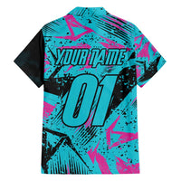 Personalized Ride Like a Girl Family Matching Summer Maxi Dress and Hawaiian Shirt Motocross Graphic and Turquoise Pink Graffiti Design - Wonder Print Shop