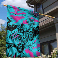 Personalized Ride Like a Girl Garden Flag Motocross Graphic and Turquoise Pink Graffiti Design - Wonder Print Shop