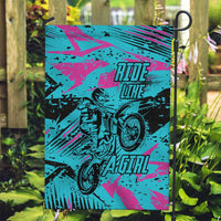 Personalized Ride Like a Girl Garden Flag Motocross Graphic and Turquoise Pink Graffiti Design - Wonder Print Shop