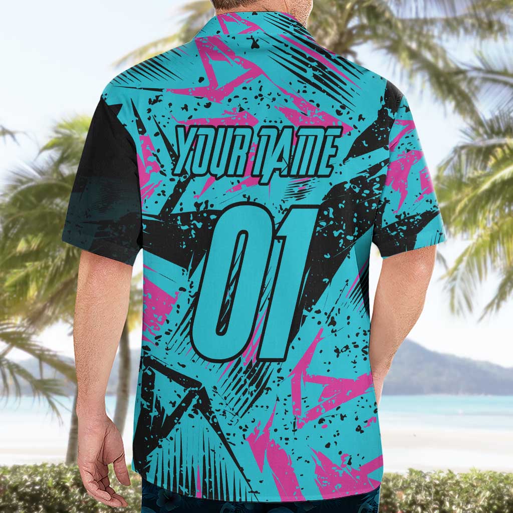 Personalized Ride Like a Girl Hawaiian Shirt Motocross Graphic and Turquoise Pink Graffiti Design - Wonder Print Shop