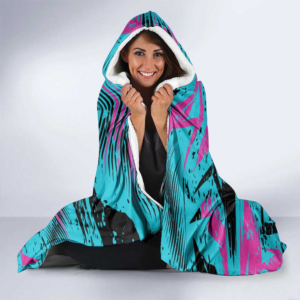 Personalized Ride Like a Girl Hooded Blanket Motocross Graphic and Turquoise Pink Graffiti Design - Wonder Print Shop