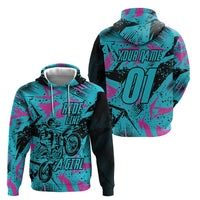Personalized Ride Like a Girl Hoodie Motocross Graphic and Turquoise Pink Graffiti Design - Wonder Print Shop