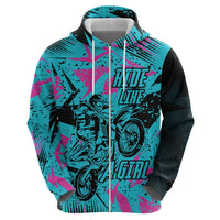 Personalized Ride Like a Girl Hoodie Motocross Graphic and Turquoise Pink Graffiti Design - Wonder Print Shop