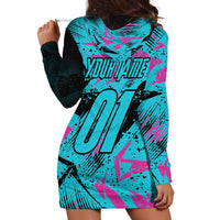 Personalized Ride Like a Girl Hoodie Dress Motocross Graphic and Turquoise Pink Graffiti Design - Wonder Print Shop