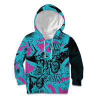 Personalized Ride Like a Girl Kid Hoodie Motocross Graphic and Turquoise Pink Graffiti Design - Wonder Print Shop
