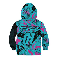 Personalized Ride Like a Girl Kid Hoodie Motocross Graphic and Turquoise Pink Graffiti Design - Wonder Print Shop