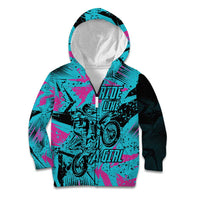 Personalized Ride Like a Girl Kid Hoodie Motocross Graphic and Turquoise Pink Graffiti Design - Wonder Print Shop