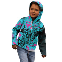 Personalized Ride Like a Girl Kid Hoodie Motocross Graphic and Turquoise Pink Graffiti Design - Wonder Print Shop