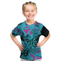Personalized Ride Like a Girl Kid T Shirt Motocross Graphic and Turquoise Pink Graffiti Design - Wonder Print Shop