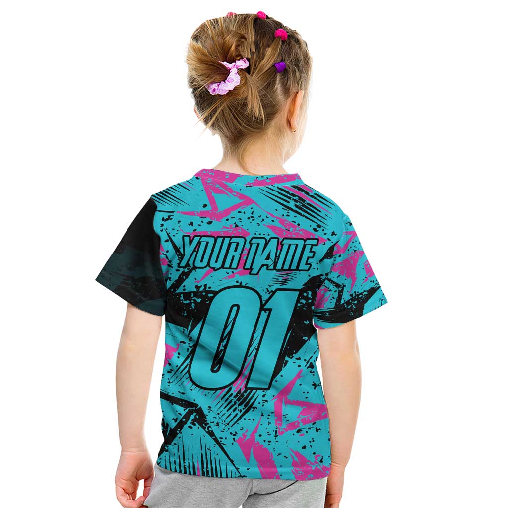 Personalized Ride Like a Girl Kid T Shirt Motocross Graphic and Turquoise Pink Graffiti Design - Wonder Print Shop