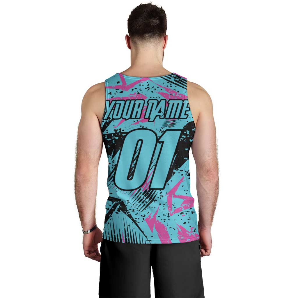 Personalized Ride Like a Girl Men Tank Top Motocross Graphic and Turquoise Pink Graffiti Design - Wonder Print Shop