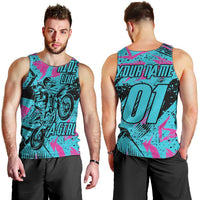 Personalized Ride Like a Girl Men Tank Top Motocross Graphic and Turquoise Pink Graffiti Design - Wonder Print Shop