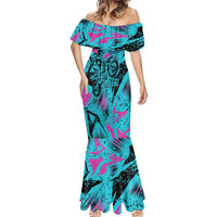 Personalized Ride Like a Girl Mermaid Dress Motocross Graphic and Turquoise Pink Graffiti Design - Wonder Print Shop