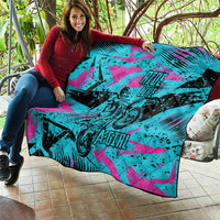 Personalized Ride Like a Girl Quilt Motocross Graphic and Turquoise Pink Graffiti Design - Wonder Print Shop