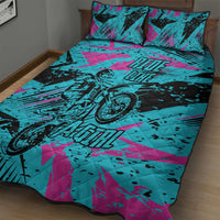 Personalized Ride Like a Girl Quilt Bed Set Motocross Graphic and Turquoise Pink Graffiti Design - Wonder Print Shop