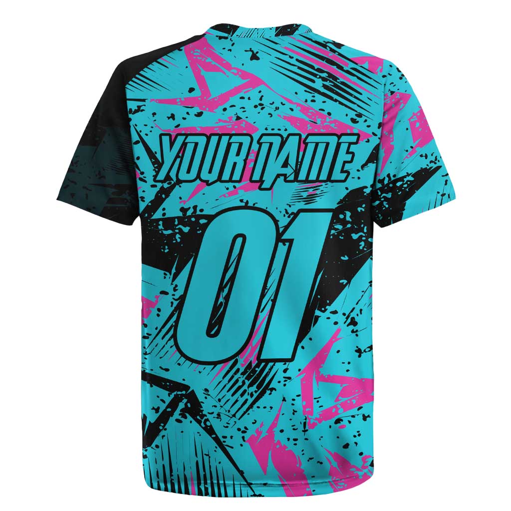Personalized Ride Like a Girl Rugby Jersey Motocross Graphic and Turquoise Pink Graffiti Design - Wonder Print Shop