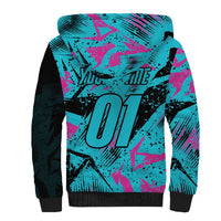 Personalized Ride Like a Girl Sherpa Hoodie Motocross Graphic and Turquoise Pink Graffiti Design - Wonder Print Shop