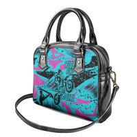 Personalized Ride Like a Girl Shoulder Handbag Motocross Graphic and Turquoise Pink Graffiti Design - Wonder Print Shop