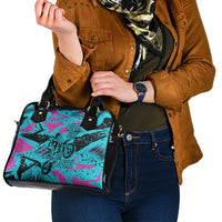 Personalized Ride Like a Girl Shoulder Handbag Motocross Graphic and Turquoise Pink Graffiti Design - Wonder Print Shop