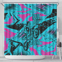 Personalized Ride Like a Girl Shower Curtain Motocross Graphic and Turquoise Pink Graffiti Design - Wonder Print Shop