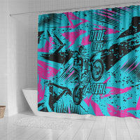 Personalized Ride Like a Girl Shower Curtain Motocross Graphic and Turquoise Pink Graffiti Design - Wonder Print Shop