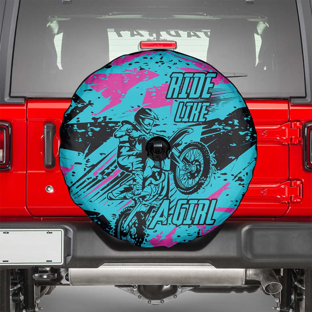 Personalized Ride Like a Girl Spare Tire Cover Motocross Graphic and Turquoise Pink Graffiti Design - Wonder Print Shop